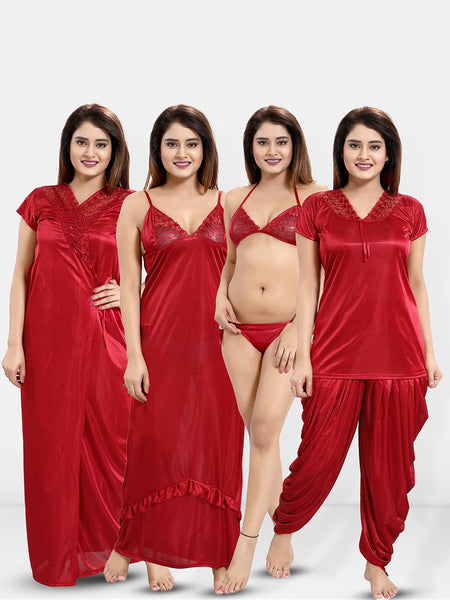 Be You 6 Pieces Satin Maxi Nightdress