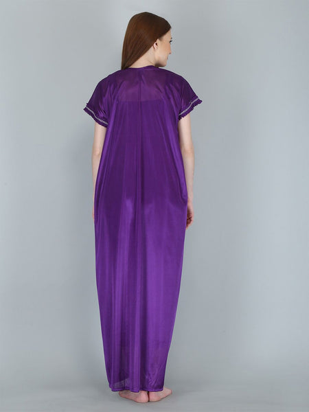 Be You Purple Satin Maxi Nightdress with Robe