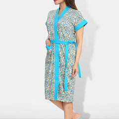 Be You Women Printed Cotton Anti-bacterial Super Soft Bath Robe With Belt