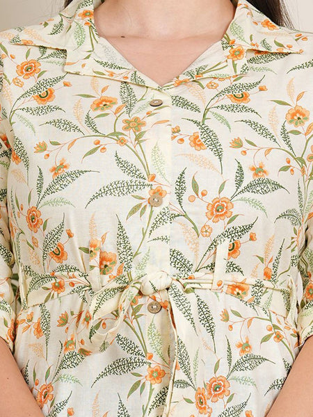 Be You Floral Printed Pure Cotton A-Line Kurta
