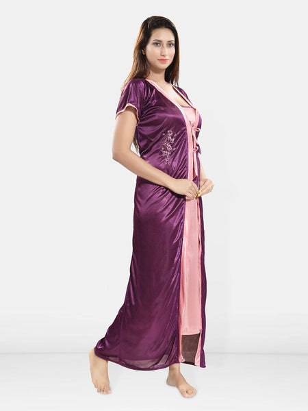 Be You 2 pieces Satin Maxi Nighty Set