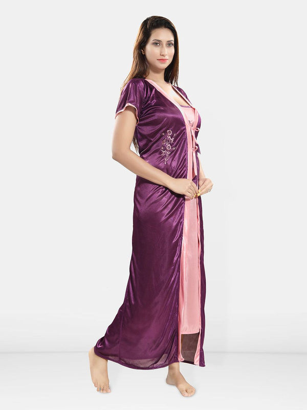 Be You 2 pieces Satin Maxi Nighty Set