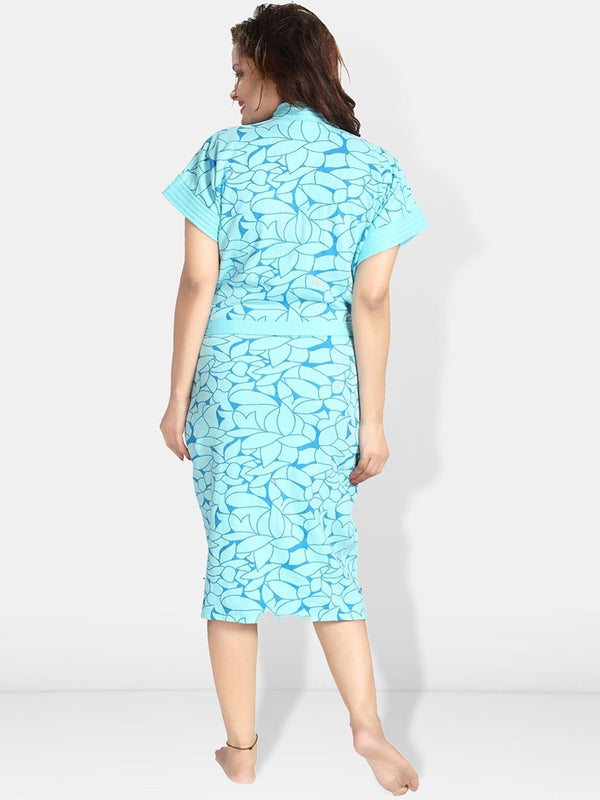 Be You Women Printed Cotton Anti-bacterial Super Soft Bath Robe With Belt