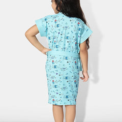 Be You Girls Printed Terry Cotton Water Absorbent Bath Robe With Belt