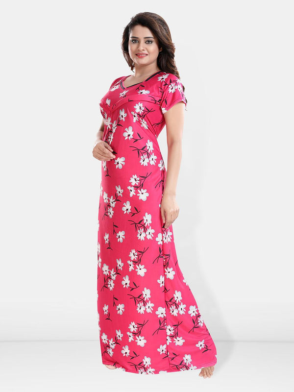 Be You Printed Satin Maternity Feeding Maxi Nightdress