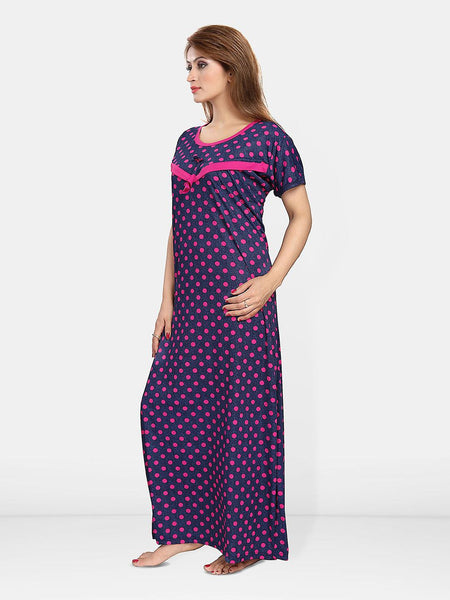 Be You Women Polka Dots Printed Maxi Nightdress