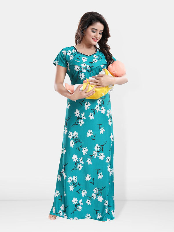 Be You Printed Satin Maternity Maxi Nightdress