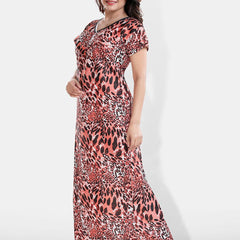 Be You Printed Satin V-Neck Maternity Maxi Nightdress