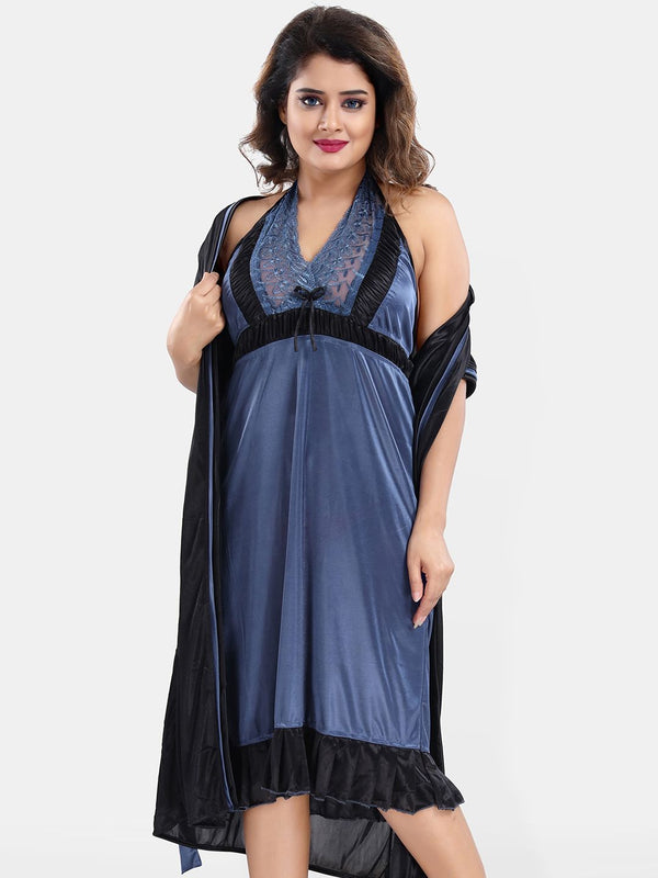 Be You Satin Wrap Nightdress With Robe