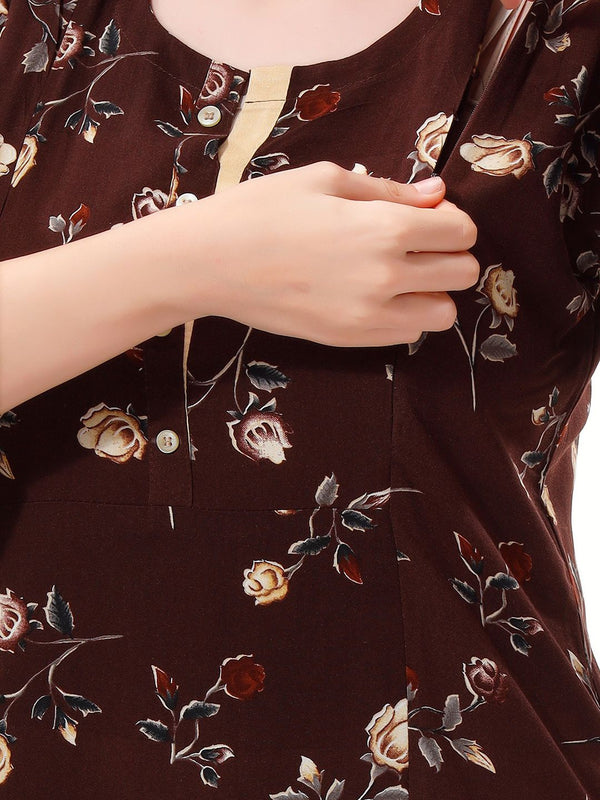 Be You Floral Printed High Low Hem Maternity Feeding Kurta