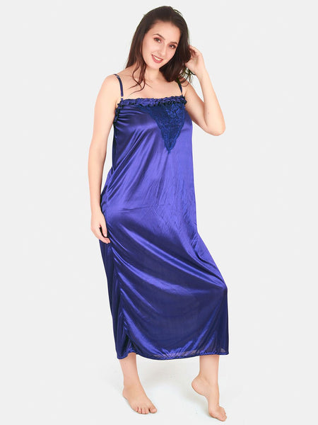 Be You Floral Lace Shoulder Straps Satin Maxi Nightdress With Robe