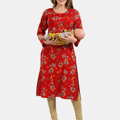 Be You Floral Printed Maternity Straight Kurta