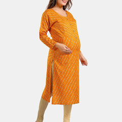 Be You Leheriya Printed Round Neck Kurta