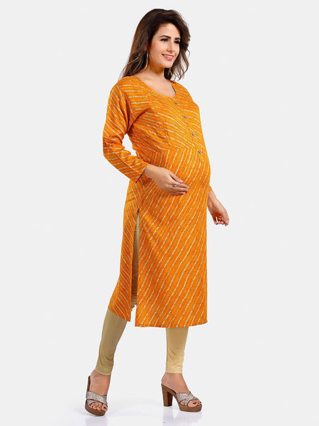 Be You Leheriya Printed Round Neck Kurta