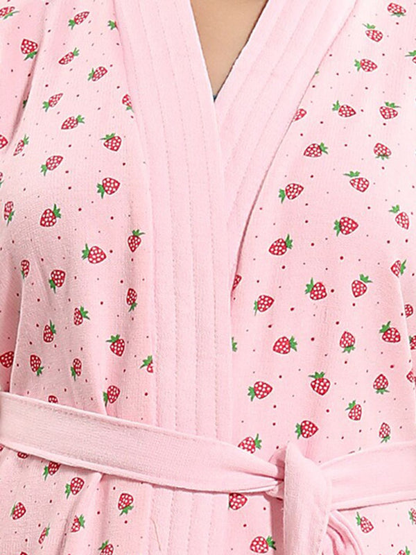 Be You Pink Conversational Cotton Drawstring Knee Length Bath Robe