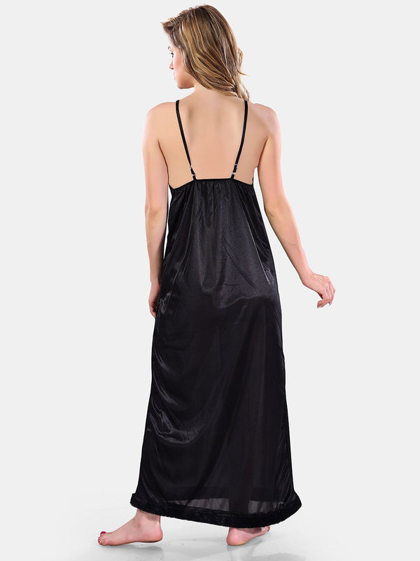 Be You Floral Lace Satin Night Dress With Robe