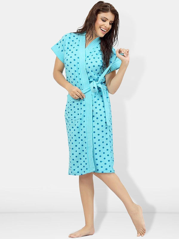 Be You Women Printed Cotton Anti-bacterial Super Soft Bath Robe With Belt
