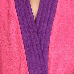 Be You Two Tone Pink Solid Cotton Drawstring Knee Length Bath Robe