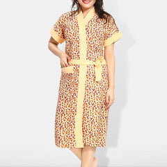Be You Women Printed Cotton Anti-bacterial Super Soft Bath Robe With Belt