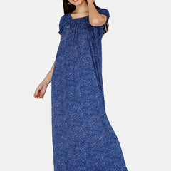 Be You Women Printed Satin Maxi Nightdress