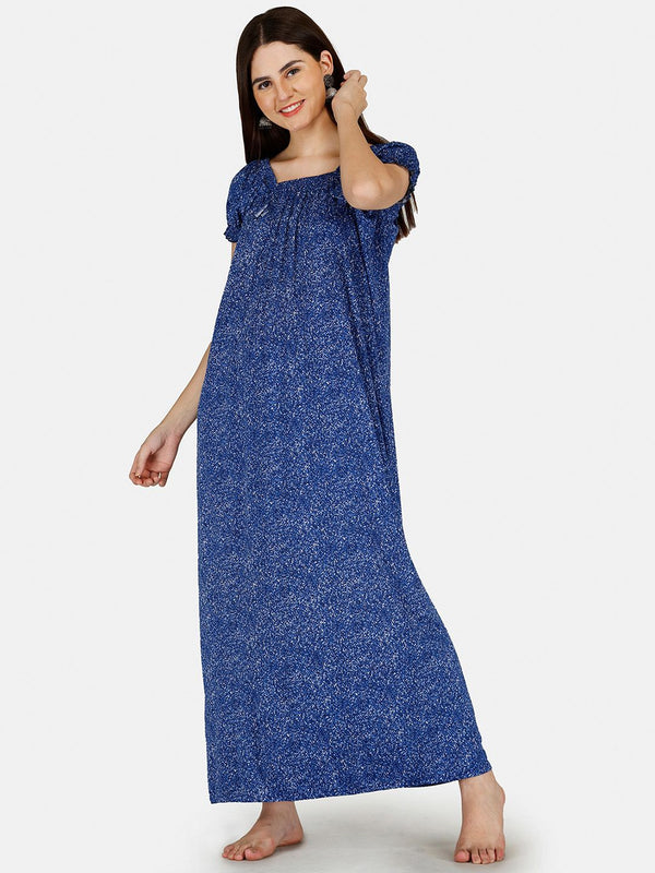 Be You Women Printed Satin Maxi Nightdress