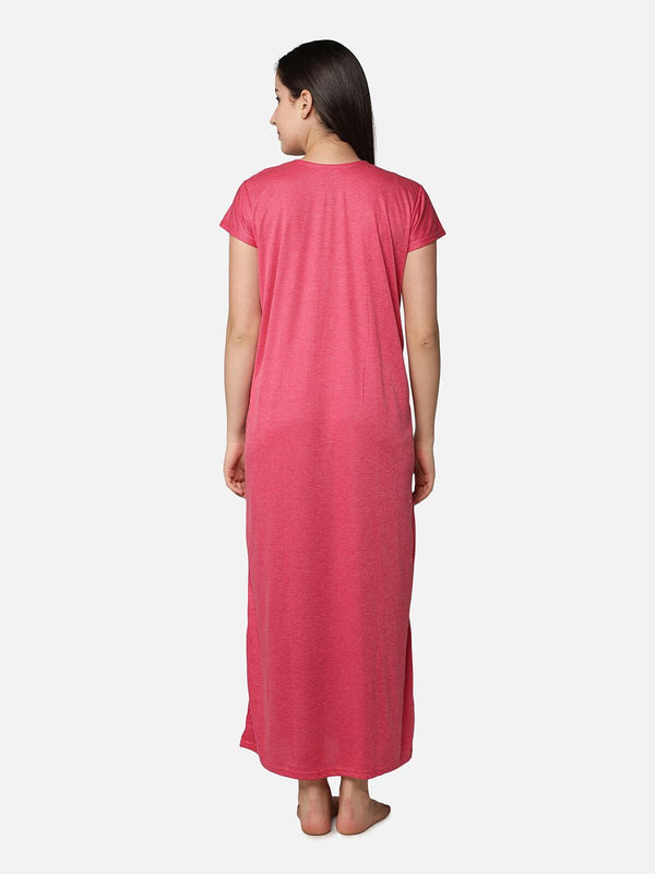 Be You Pink Synthetic Striped Maternity / Feeding Gown for women