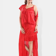 Be You Shoulder Straps Satin Night Suit With Robe