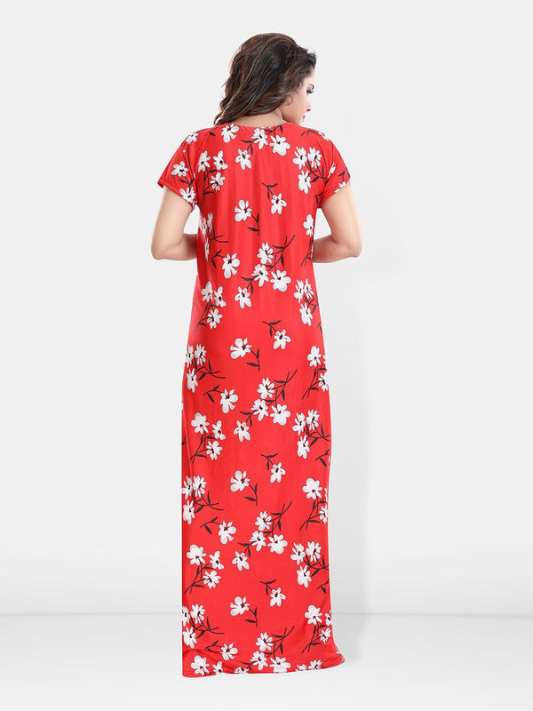 Be You Floral Printed Maxi Satin Maternity Nightdress