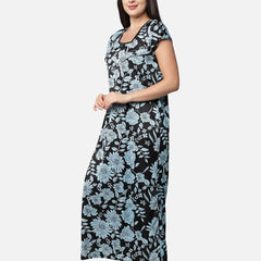 Be You Blue Printed Maxi Maternity Nightdress