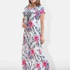 Be You Floral Printed Satin Maternity Maxi Sweat Nightdress