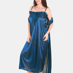 Be You Floral Lace Shoulder Straps Satin Maxi Nightdress With Robe