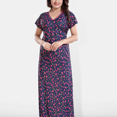 Be You Floral Printed V-Neck Satin Maternity Maxi Nightdress