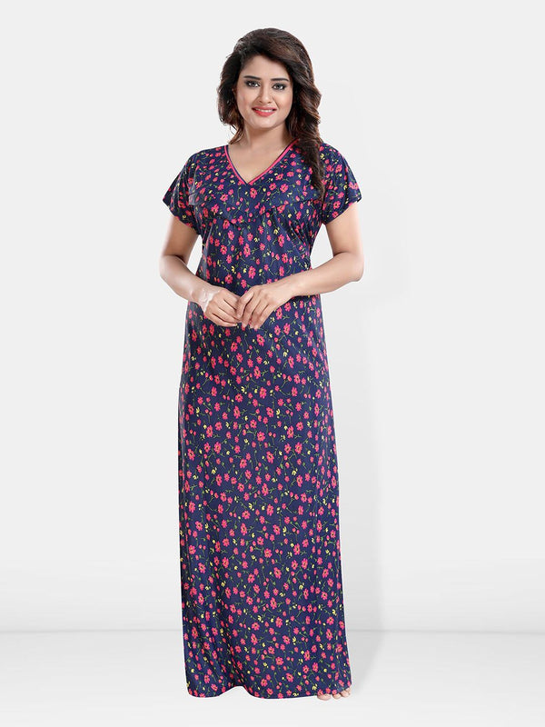 Be You Floral Printed V-Neck Satin Maternity Maxi Nightdress