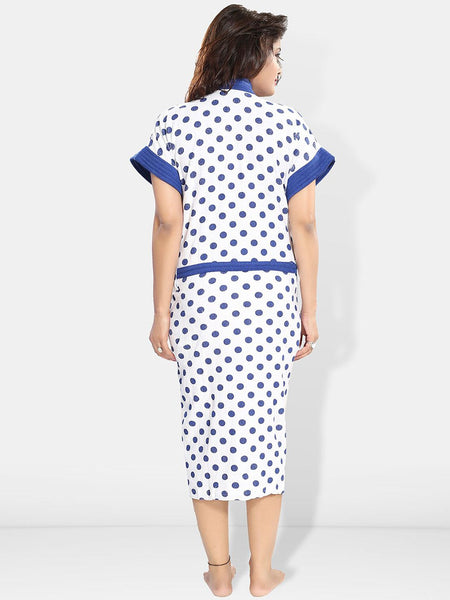 Be You Women Polka Dots Printed Cotton Anti-bacterial Super Soft Bath Robe With Belt