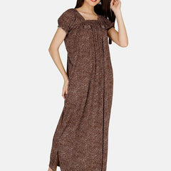 Be You Women Printed Satin Maxi Nightdress