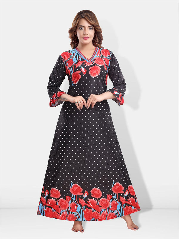 Be You Floral Printed Satin Maxi Nightdress