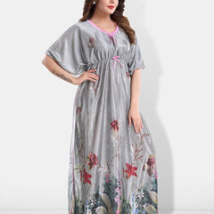 Be You Floral Printed V-Neck Satin Maxi Nightdress
