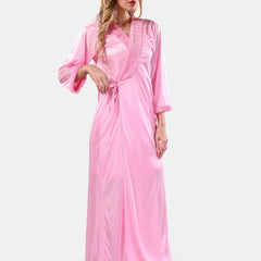 Be You Floral Lace Satin Night Dress With Robe