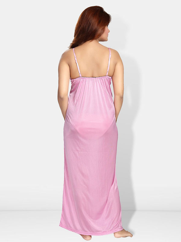 Be You Shoulder Straps Satin Maxi Nightdress With Robe