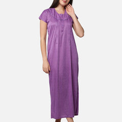 Be You Women Purple Striped Maxi Maternity Nightdress
