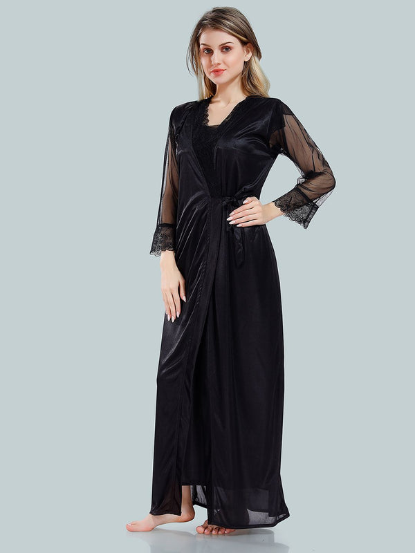 Be You V-Neck Satin Maxi Nightdress With Robe