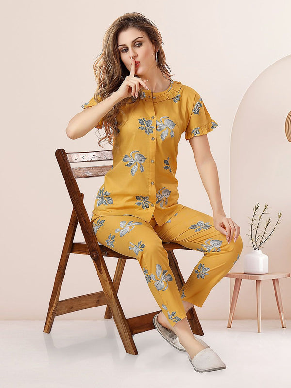Be You Floral Printed Ruffles Night Suit