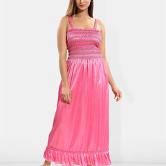 Be You Self Design Shoulder Strap Satin Nightdress