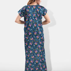 Be You Floral Printed Maternity Satin Maxi Nightdress