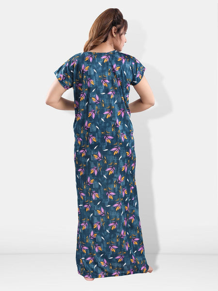 Be You Floral Printed Maternity Satin Maxi Nightdress