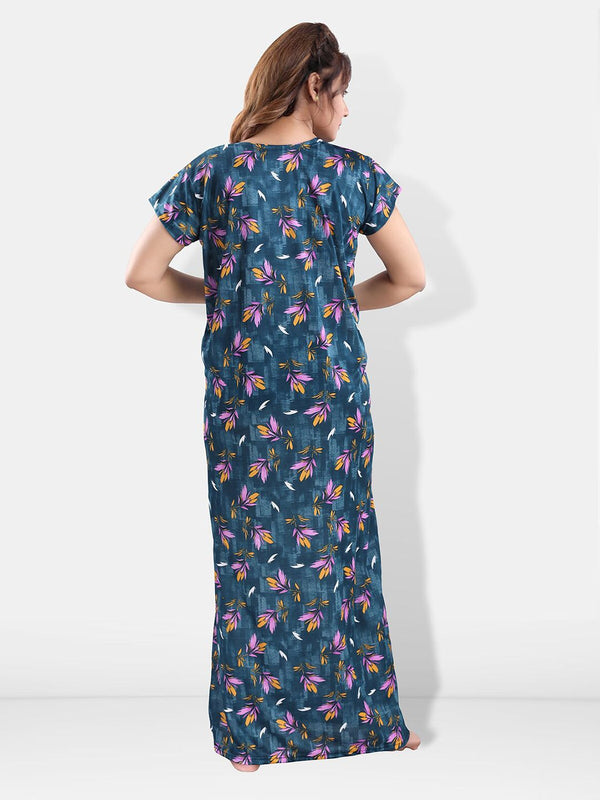 Be You Floral Printed Maternity Satin Maxi Nightdress