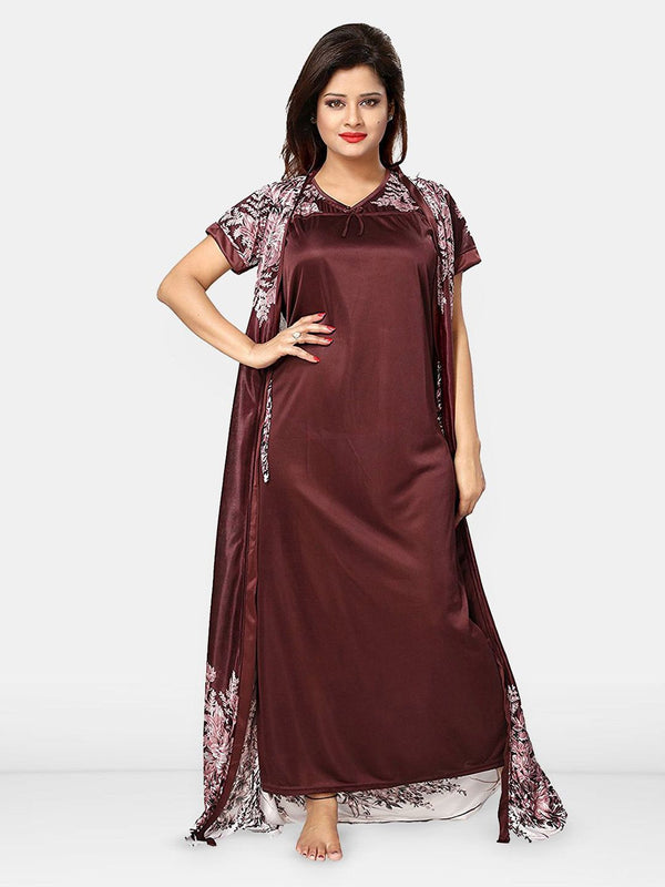 Be You Women Printed Maxi Wrap Nightdress
