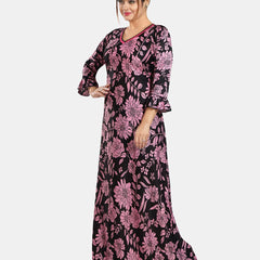 Be You Floral Printed V-Neck Satin Maxi Nightdress