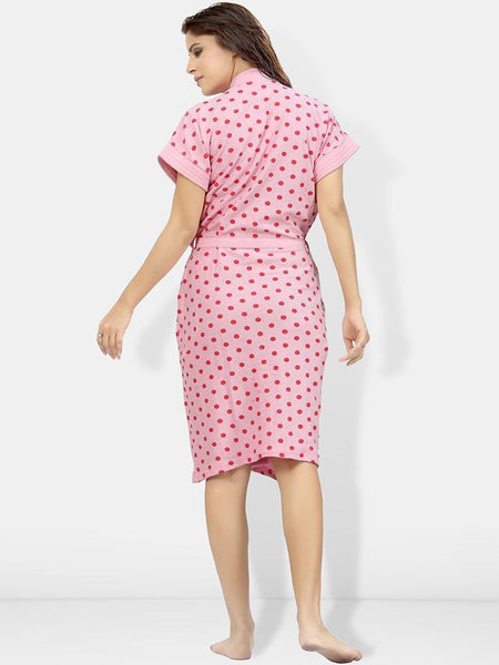Be You Women Printed Cotton Anti-bacterial Super Soft Bath Robe With Belt