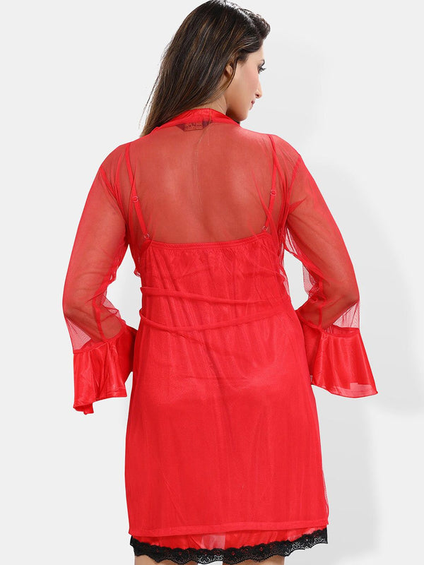 Be You Shoulder Straps Satin Nightdress With Robe
